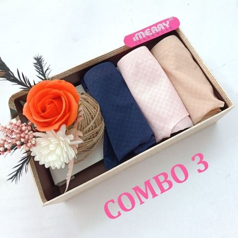 Combo 3 quần lót nữ su lưới iMERRY cạp cao họa tiết caro chìm vải thoáng khí mềm mại co giãn nhiều thoải mái VQ036A